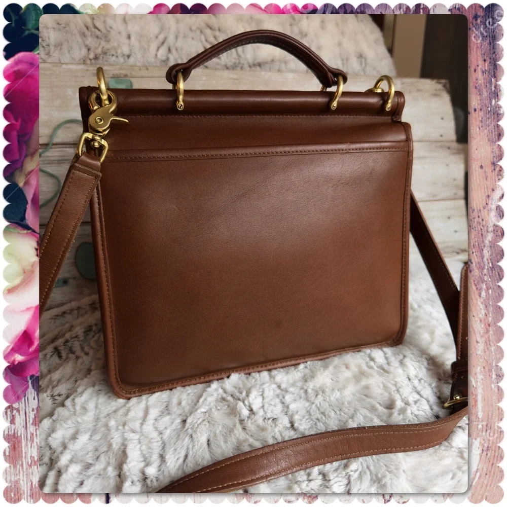 VINTAGE COACH Vicuña SADDLE / TAN LEATHER MESSENGER CROSSBODY WILLIS BAG
 #9927_8